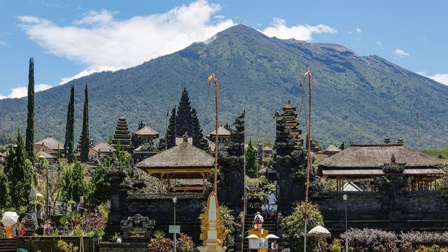 Besakih temple with Mount Agung in the background