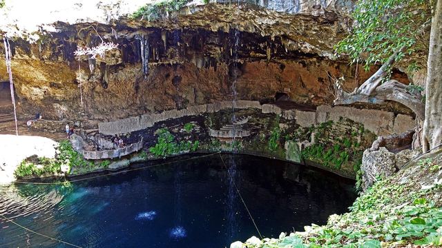 Clear water in a cenote near Valladolid