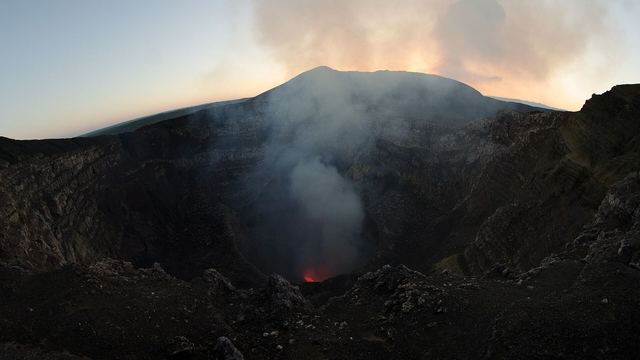 The smoking crater of Masaya volcano