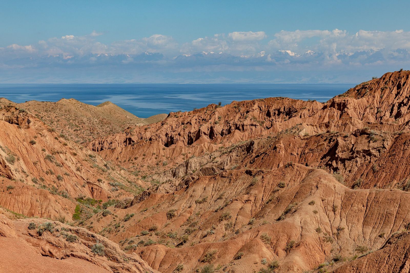 Red and yellow rock formations in the Skazka canyon