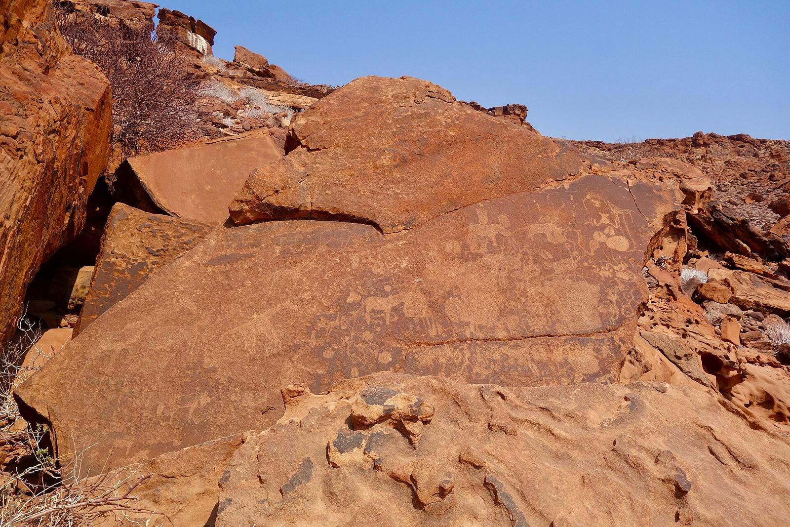 Prehistorische rotsgravures op de rode rotsen van Twyfelfontein